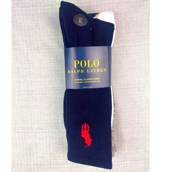 NWT Men's Ralph Lauren Polo Big Pony 3 Pairs Crew Socks - Picture 6 of 12